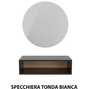 Specchio specchiera tonda con luce LED per parrucchiere barbiere in legno bianca