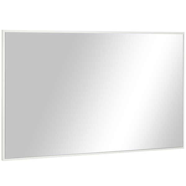 kleankin specchio da bagno rettangolare in truciolato e vetro con design a parete, 104x60 cm, bianco e argento