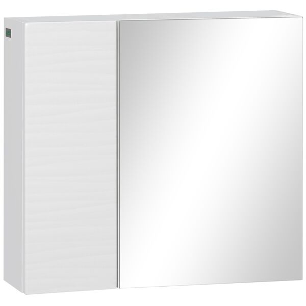 kleankin armadio a specchio da bagno in truciolato e vetro con 4 ripiani regolabili e design a parete, 48x15x45 cm, bianco