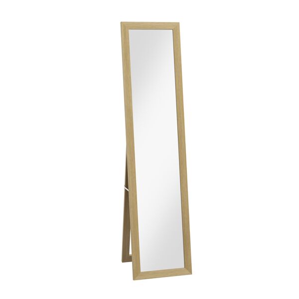 homcom specchio con cornice in mdf con piedini e ganci per utilizzo a muro o a parete, 37x40x155 cm