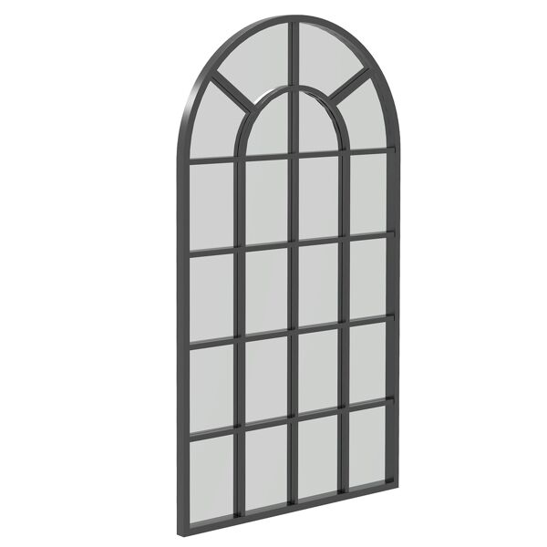 homcom specchio ad arco per casa e ufficio con montaggio a parete, in vetro e metallo, 62x2.5x110 cm, nero