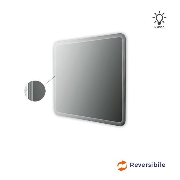 bh specchio led righe intarsiate retroilluminato 90x100 reversibile