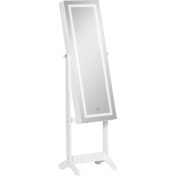 dechome 463wt831 specchio portagioie autoportante con luce led inclinazione regolabile e serratura 46x36.5x151.5cm - 463wt831