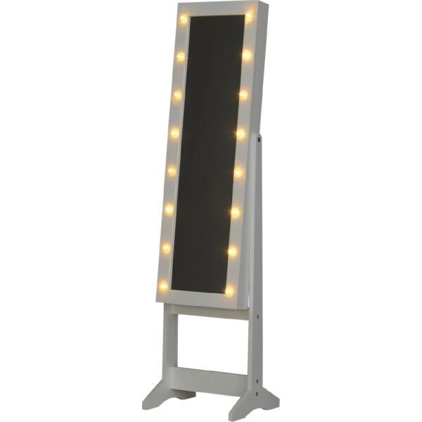 dechome 831dd0 armadio portagioie con specchio regolabile e luci led bianco 36x30x136 cm - 831dd0