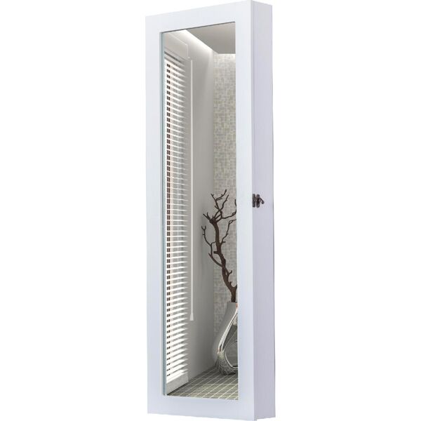 dechome 83310dgt specchiera armadio portagioielli da parete in legno mdf bianco 37x9.5x112 cm - 83310dgt