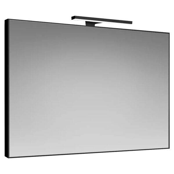 bluehome specchio black 100x70cm (lxh) filo lucido reversibile nero lampada led luce fredda 5 w