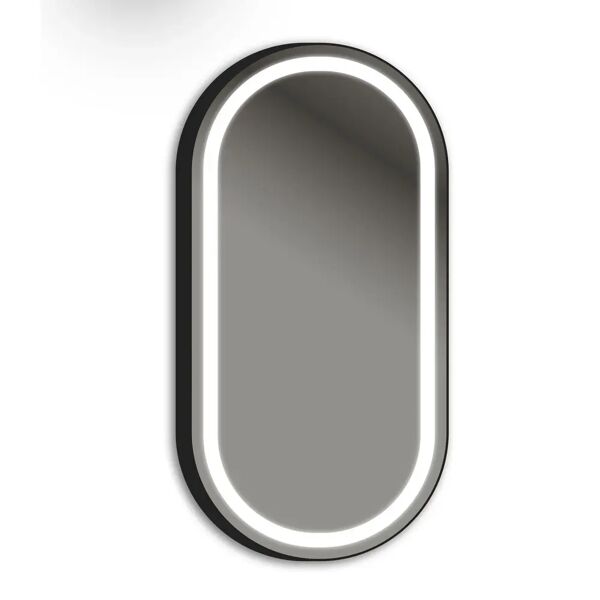 tecnomat specchio olek ovale 45x90cm cornice nera retroilluminato reversibile strip led 20 w luce fredda