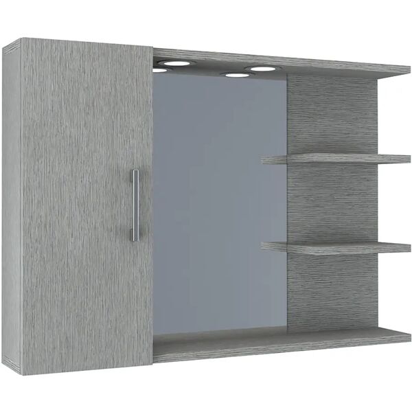 tecnomat armadietto specchio vera 1 anta sinistra 83x58x15 cm (lxhxp) legno grigio matrix 2 luci led 2w