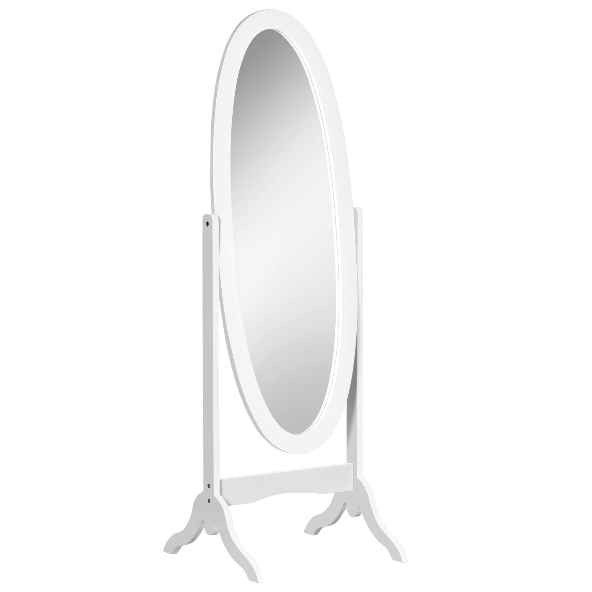 Homcom Specchio da Terra Ovale a Figura Intera con Inclinazione Regolabile, 47.5x45.5x154.5cm, Bianco