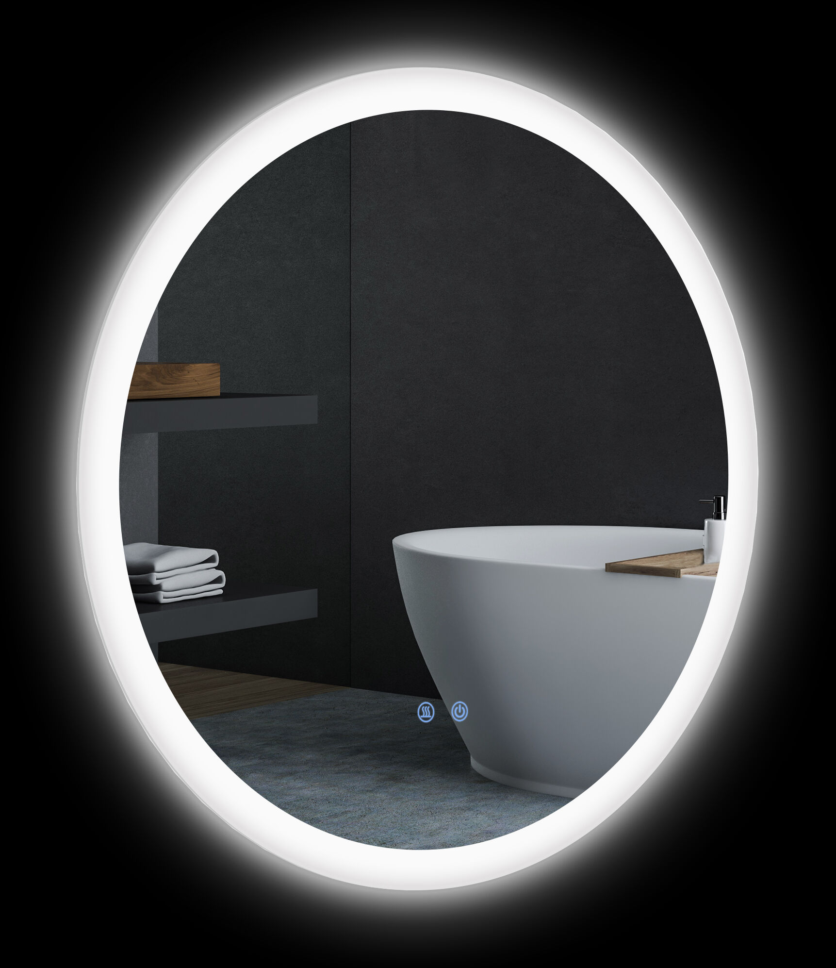 Kleankin Specchio Bagno LED Antiappannamento con 3 Colori e Luminosità Regolabile, in Metallo e Vetro, Ø70x3 cm