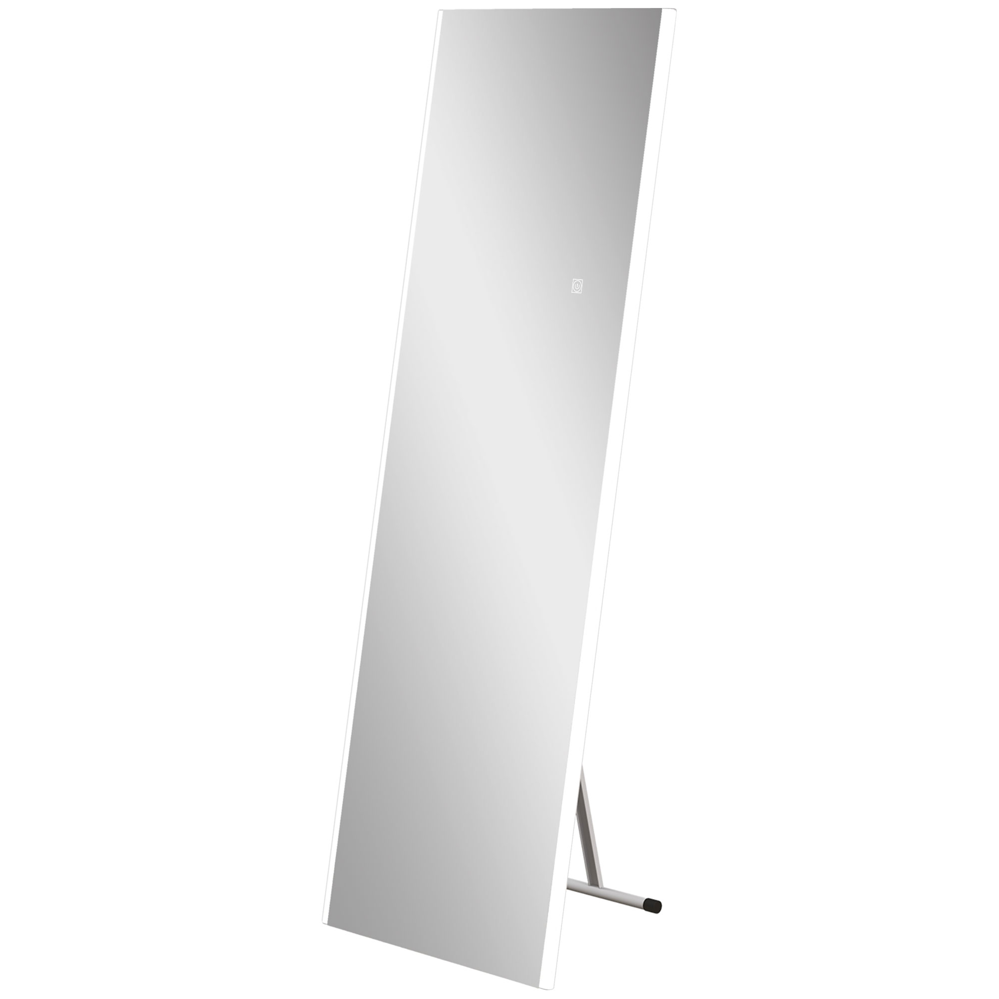 Homcom Specchio da Terra a 3 Colori e Luminosità Regolabile, in Vetro Temperato e Acciaio, 50x50x148 cm, Bianco