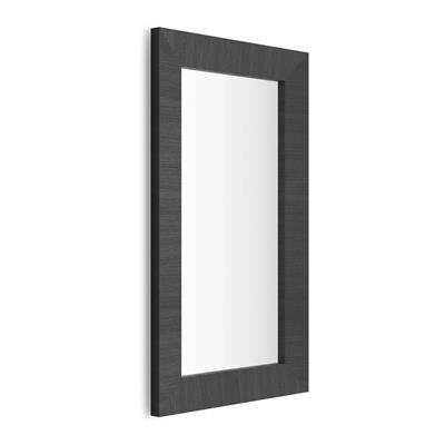 Mobili Fiver Specchiera rettangolare, cornice Nero Frassino, Giuditta 110x65