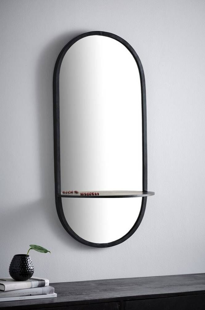 KELLY speil med hylle - stort Svart