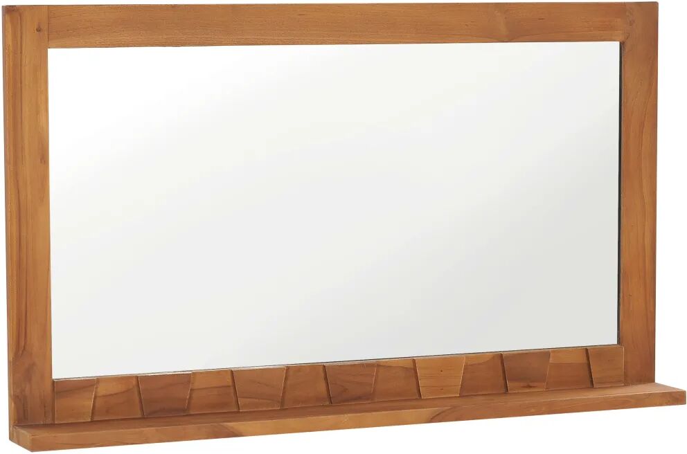 vidaXL Veggspeil med hylle 100x12x60 cm heltre teak