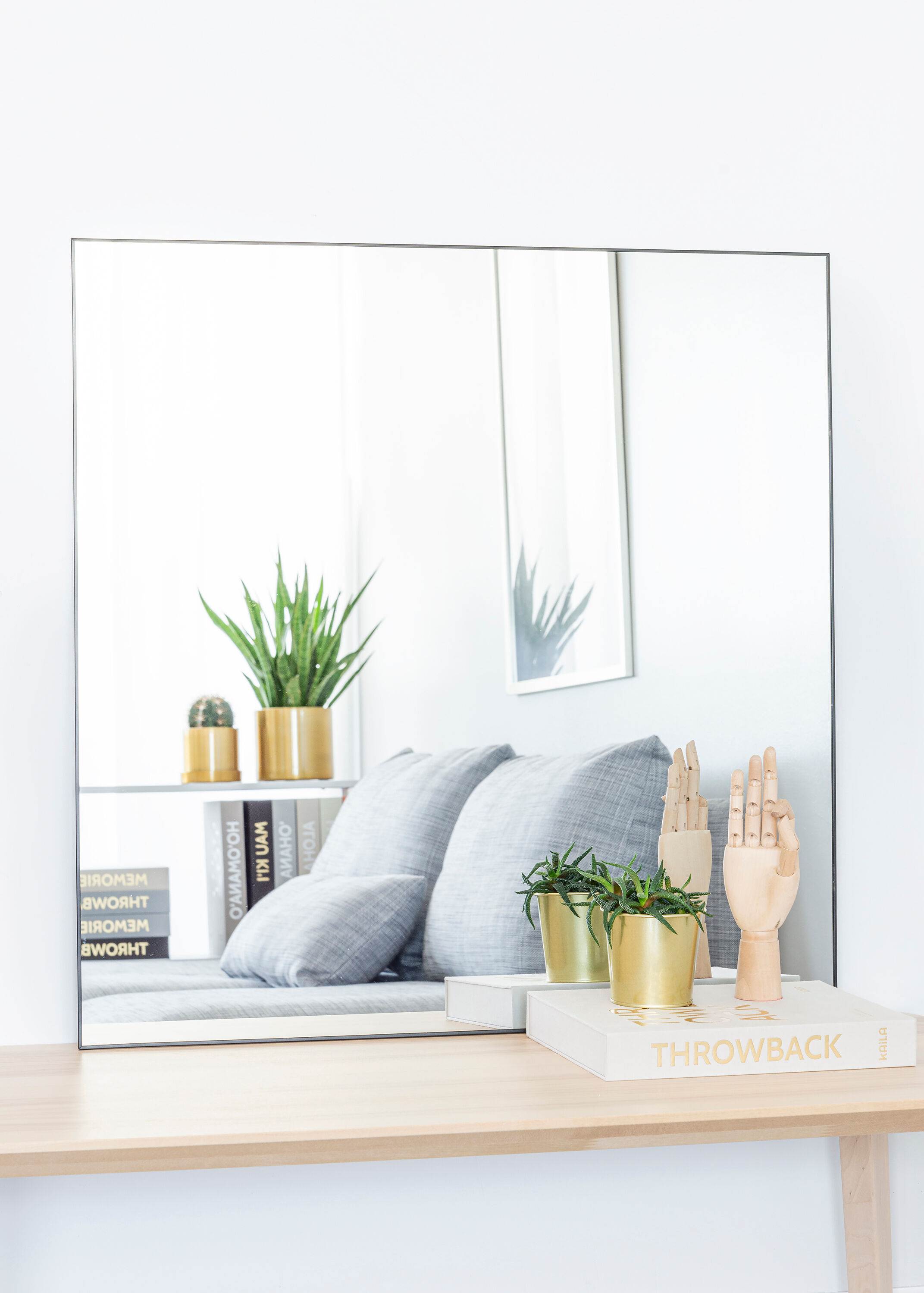 Kaila Square Mirror - Thin Black 80x80 Cm