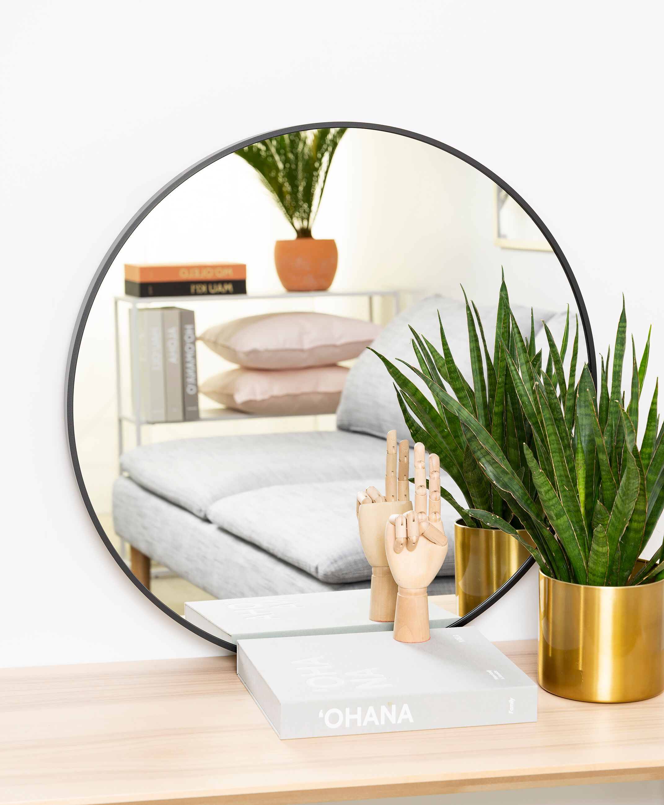 Kaila Round Mirror - Edge Black 70 Cm Ø