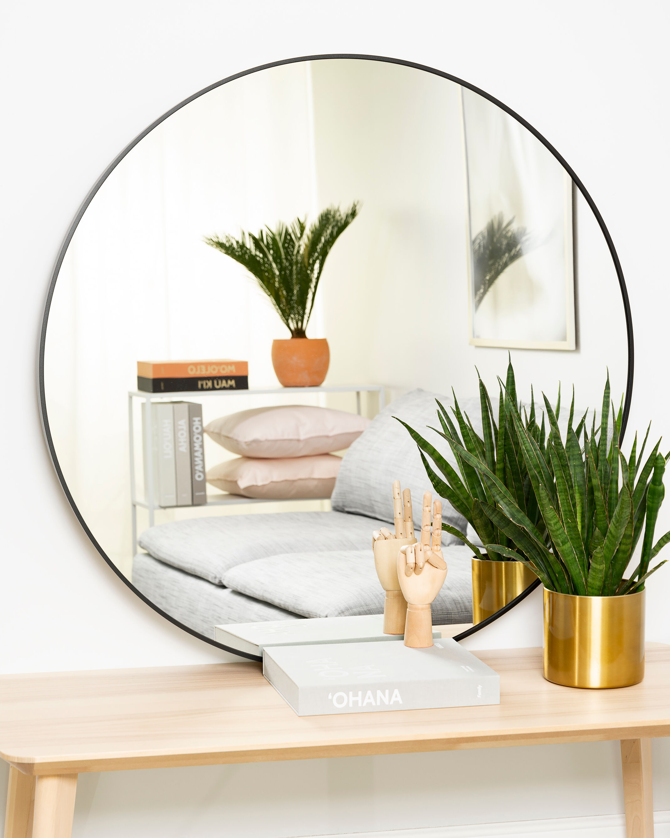 Kaila Round Mirror - Edge Black 100 Cm Ø