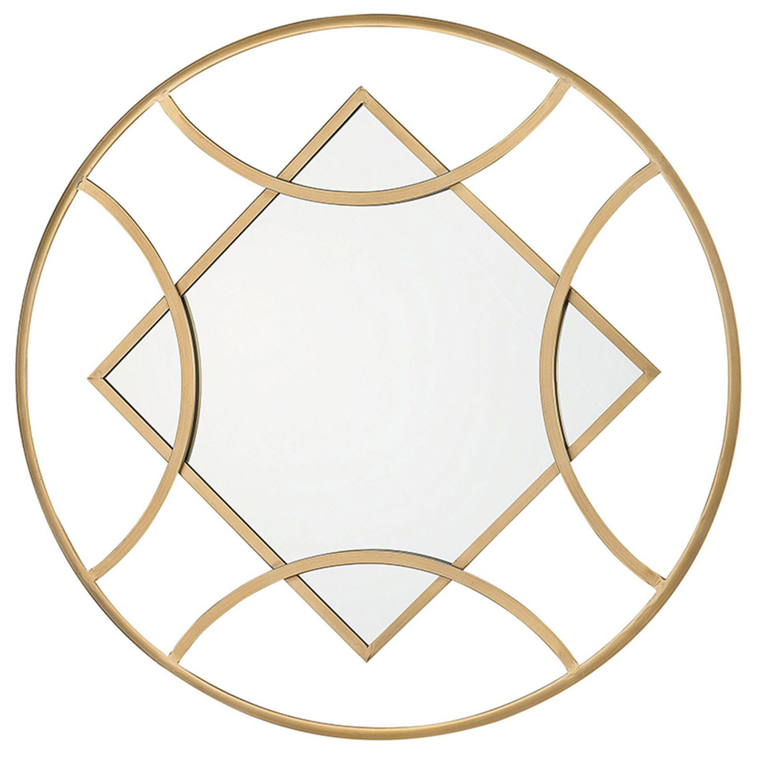 Beliani Espelho de parede dourado com moldura em metal 65 x 82 cm estilo moderno
