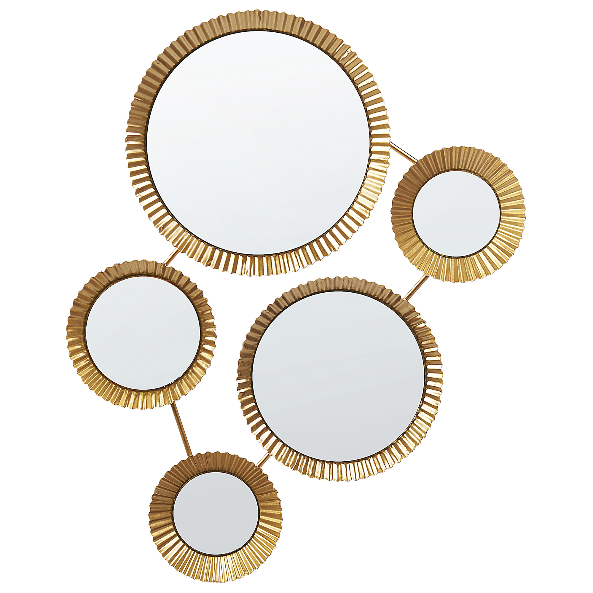 Beliani Conjunto de 5 espelhos com moldura metálica dourada 65 x 39 cm estilo glamour sala quarto corredor