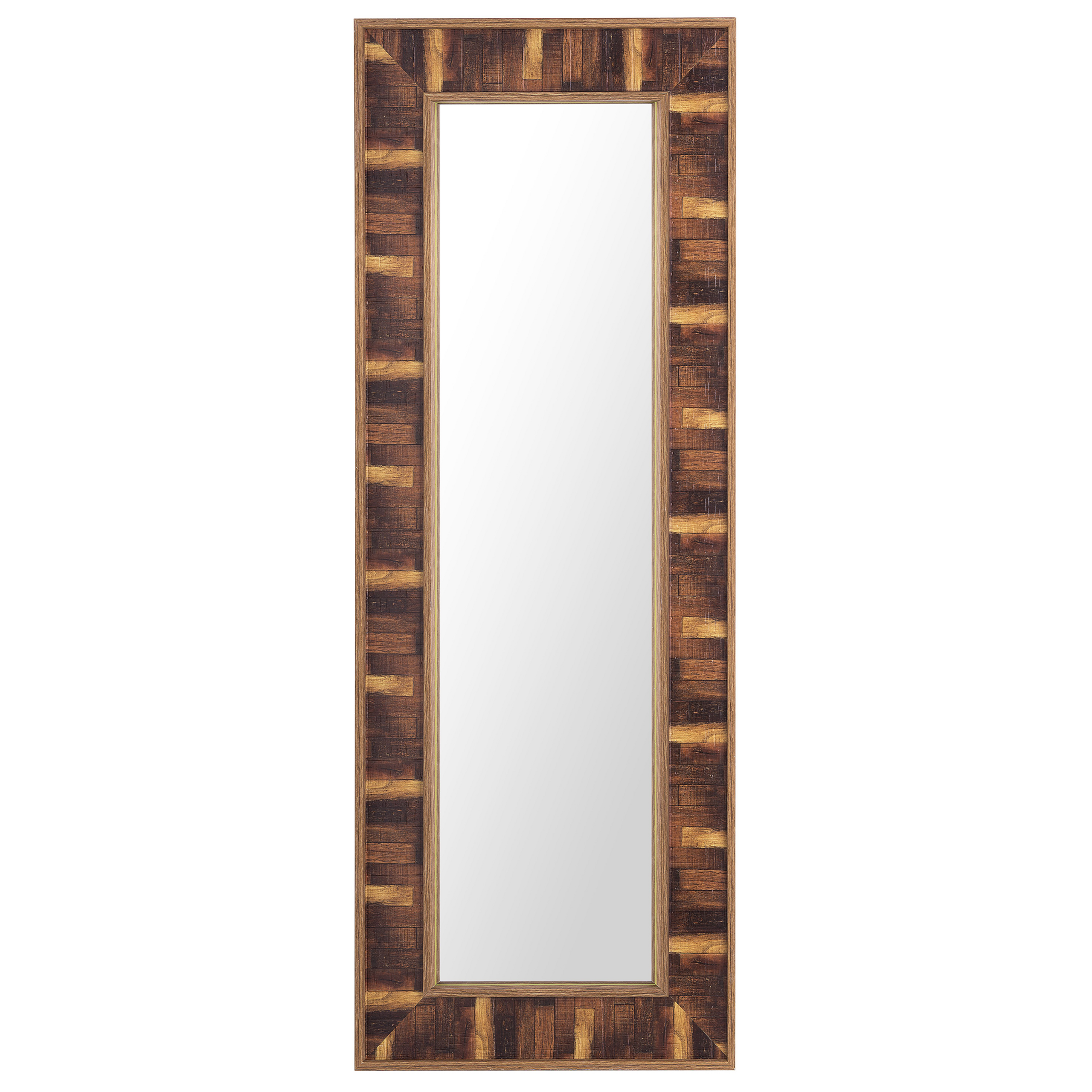 Beliani Espelho de parede castanho escuro moldura em material sintético 50 x 130 cm estilo vintage