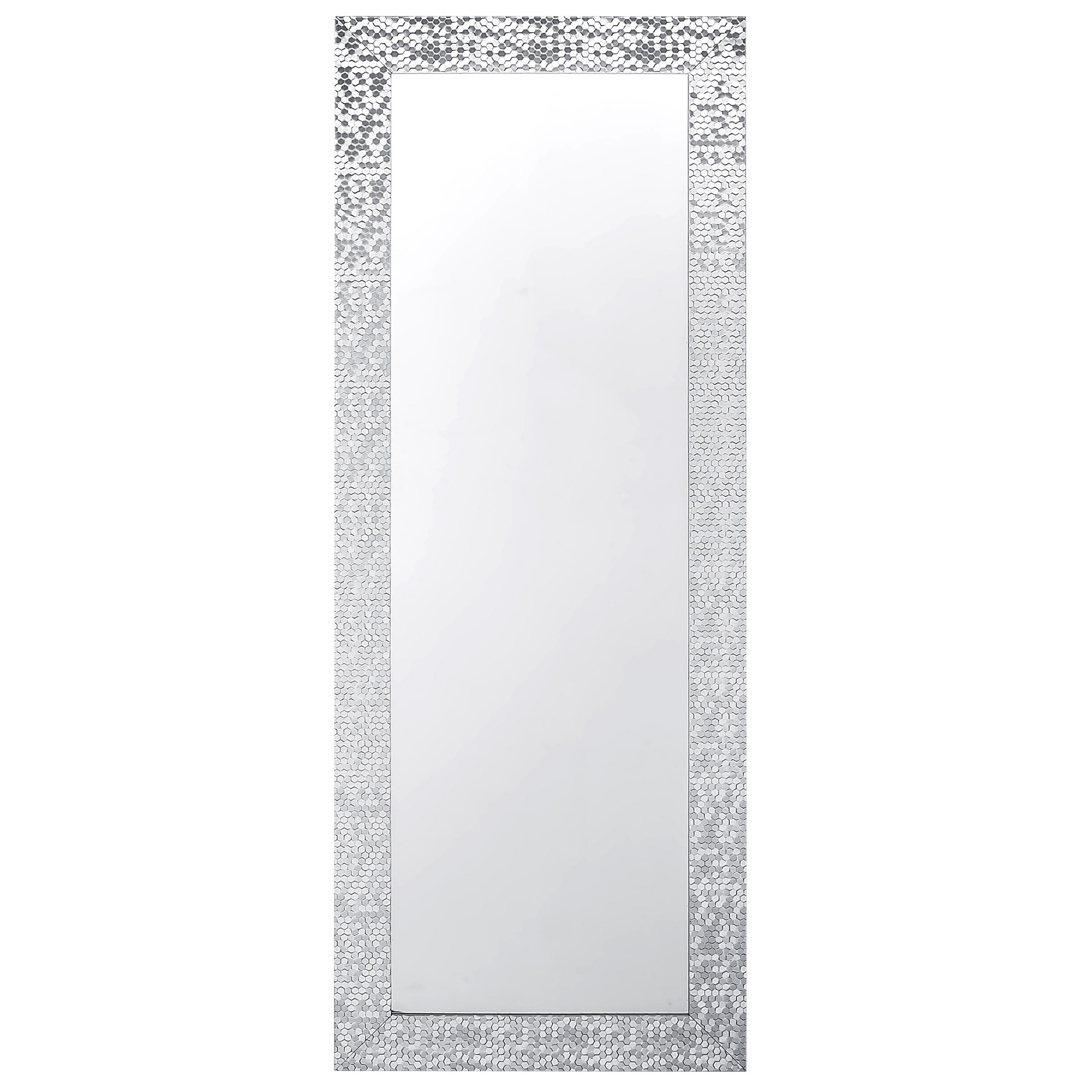 Beliani Espelho de parede prateado brilhante com moldura em plástico 50 x 130 cm