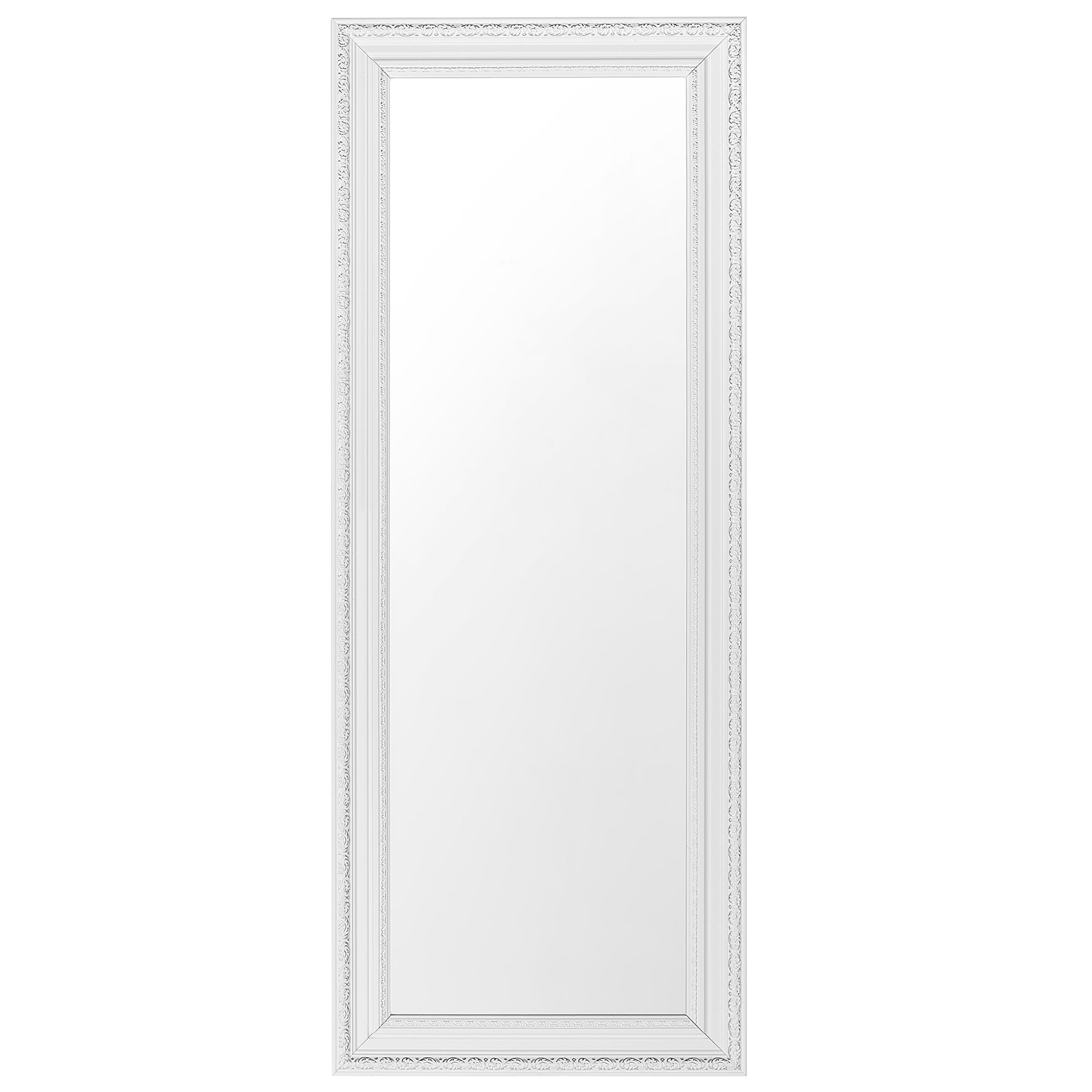 Beliani Espelho de parede branco e prateado moldura em polipropileno 50 x 130 cm estilo tradicional