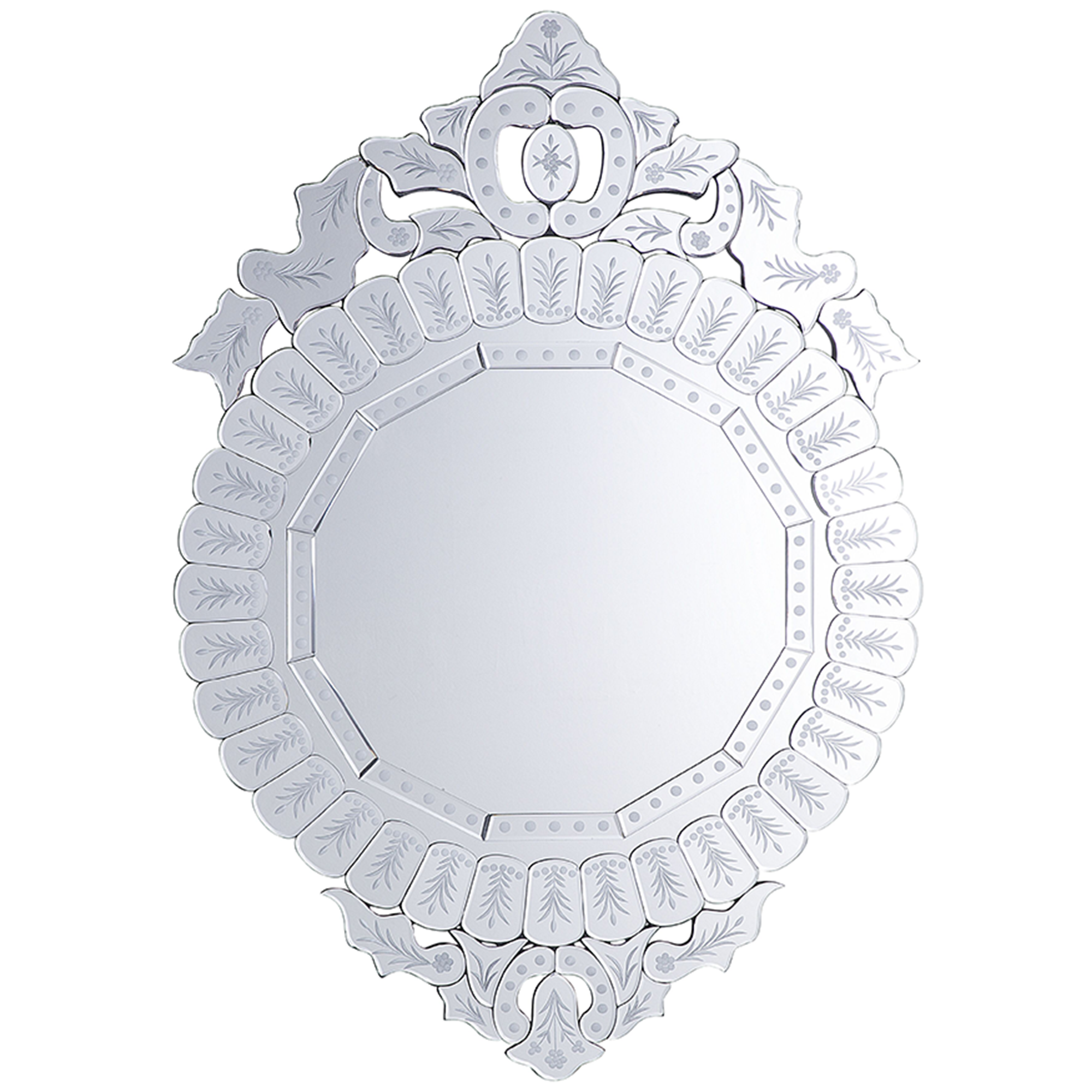 Beliani Espelho de parede prateado com moldura decorativa ø 70 cm na forma de escudo design de princesa