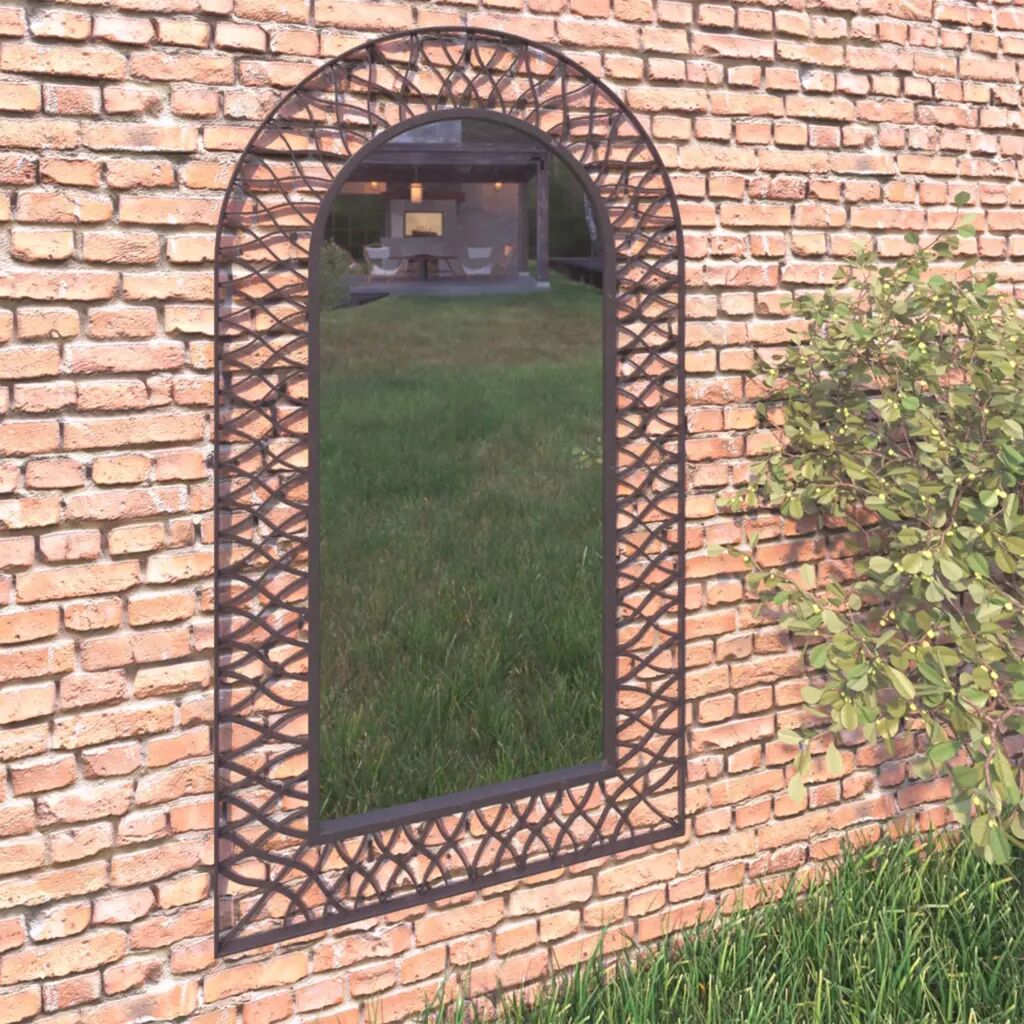 vidaXL Espelho de parede arqueado para jardim 60x110 cm preto