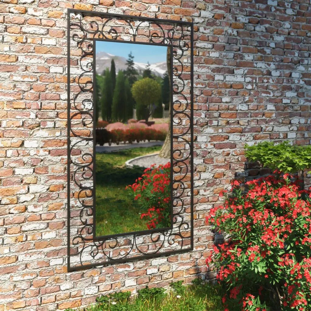 vidaXL Espelho de parede para jardim retangular 60x110 cm preto