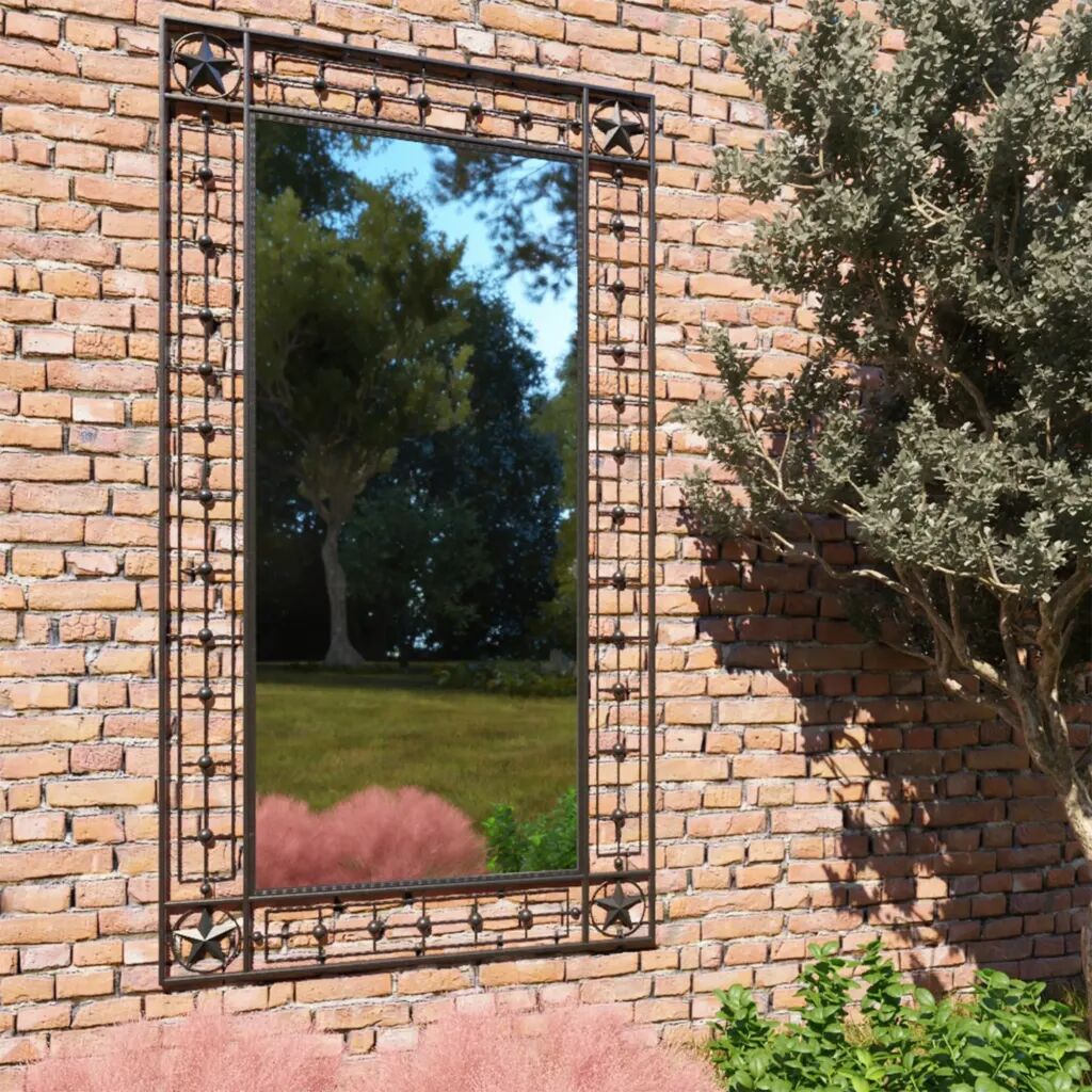 vidaXL Espelho de parede para jardim retangular 60x110 cm preto