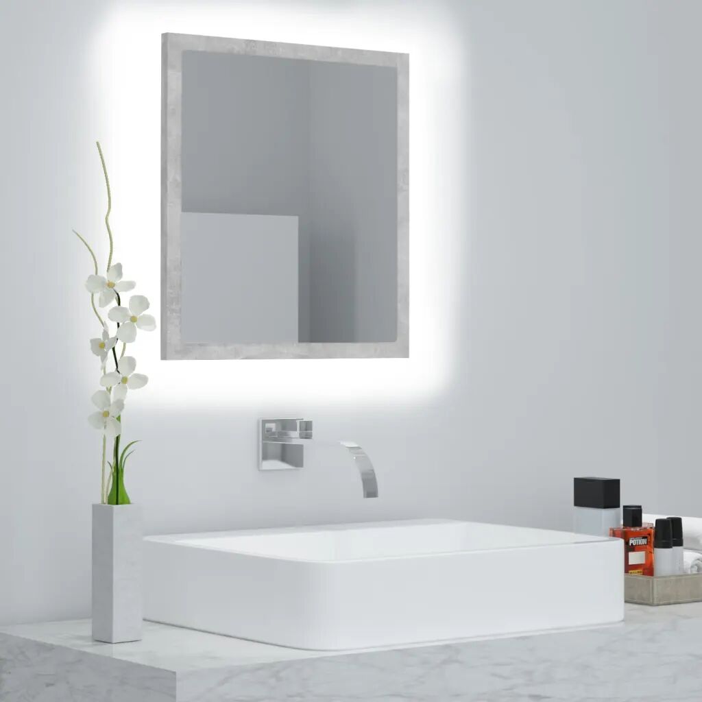 vidaXL Espelho de casa de banho LED 40x8,5x37cm contraplacado cinzento