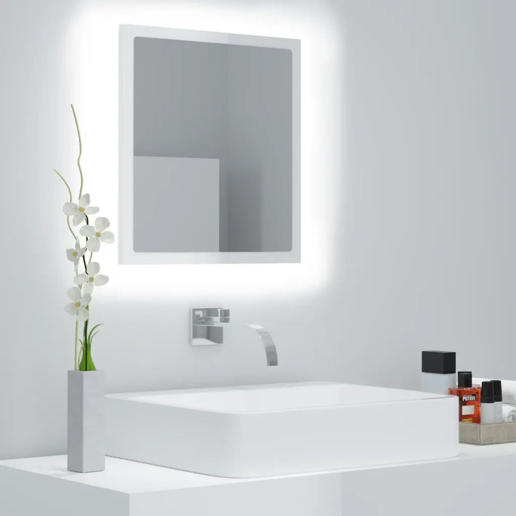 vidaXL Espelho casa de banho LED 40x8,5x37cm contrap. branco brilhante