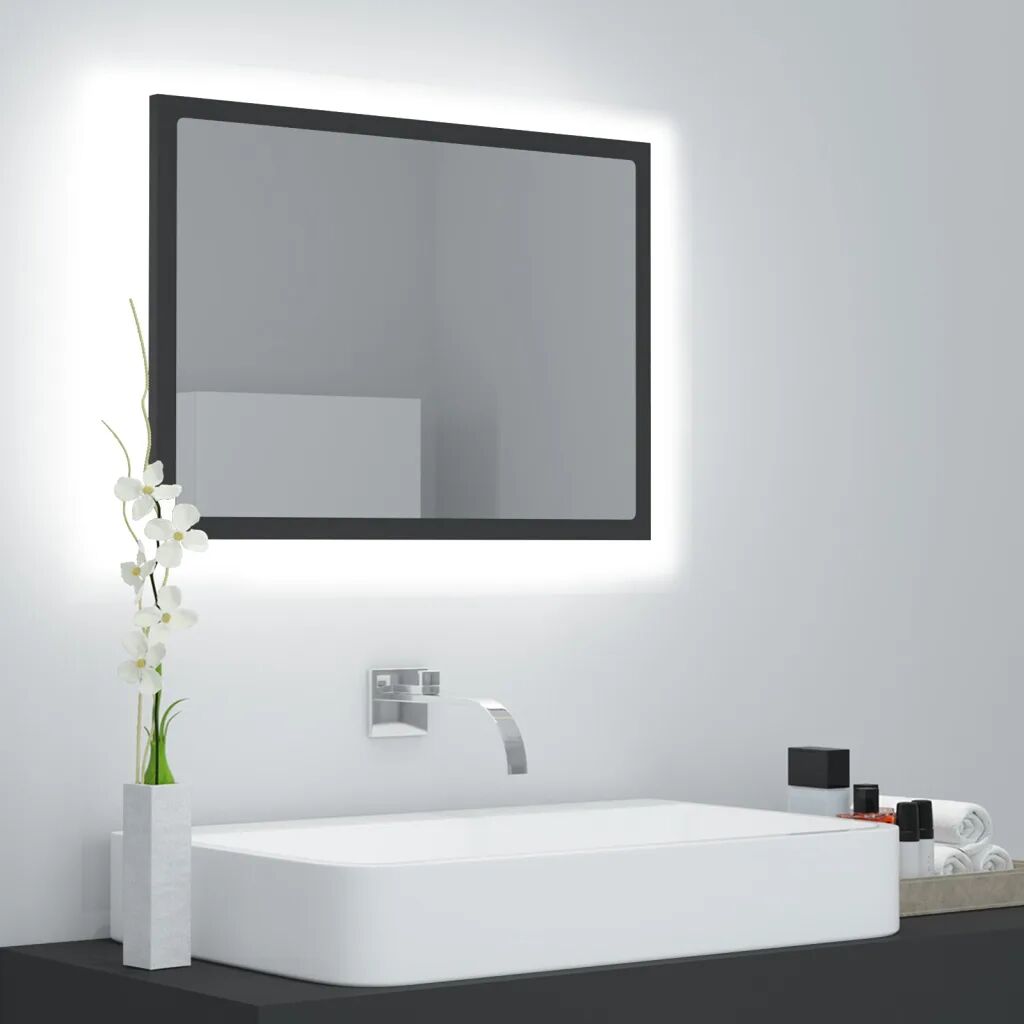 vidaXL Espelho de casa de banho LED 60x8,5x37cm contraplacado cinzento