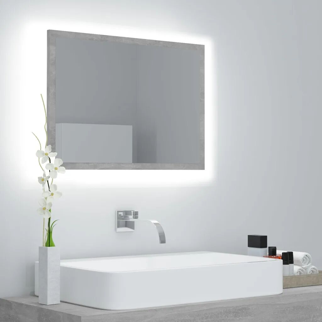 vidaXL Espelho casa de banho LED 60x8,5x37cm contrap. cinzento cimento