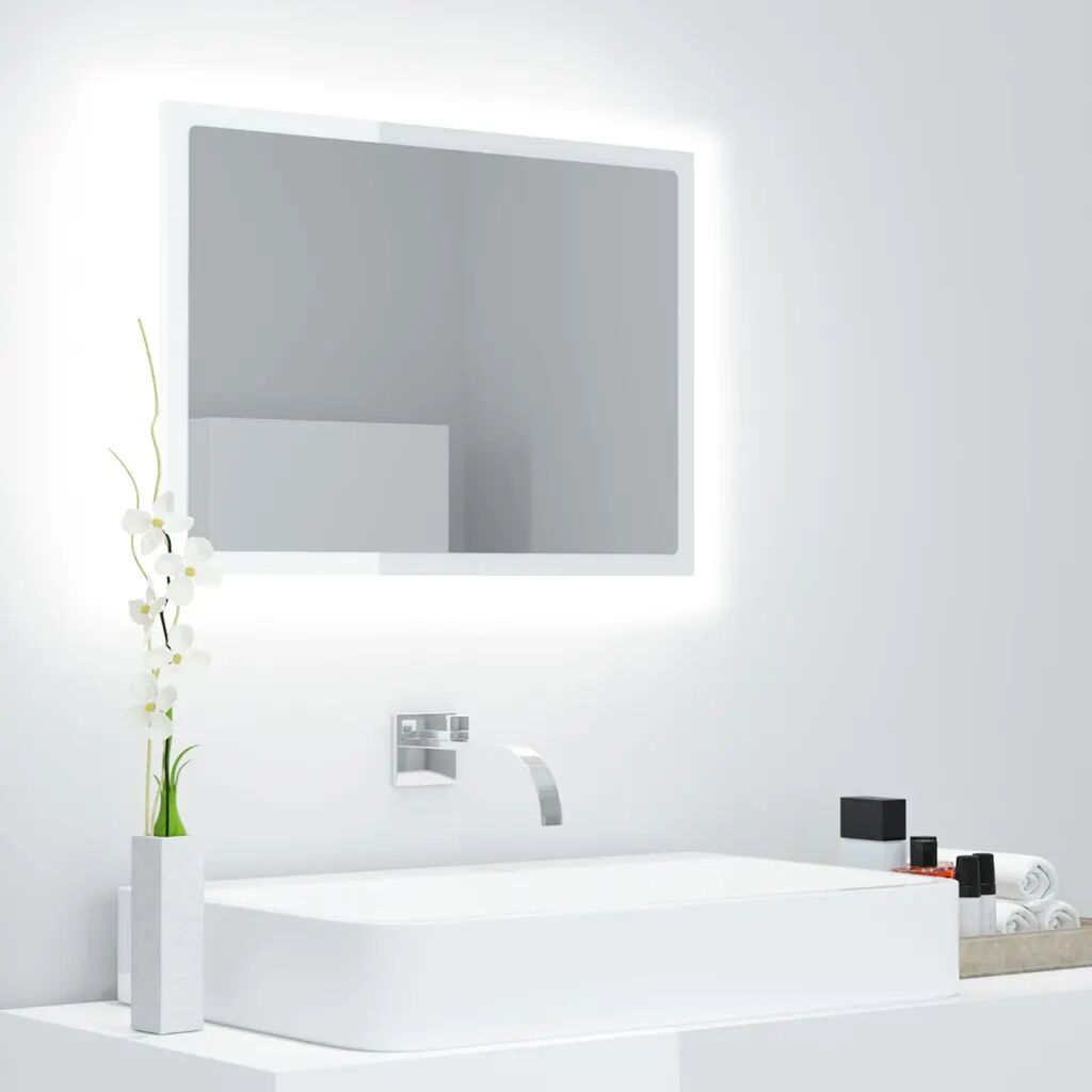 vidaXL Espelho casa banho LED 60x8,5x37cm contrapl. branco brilhante