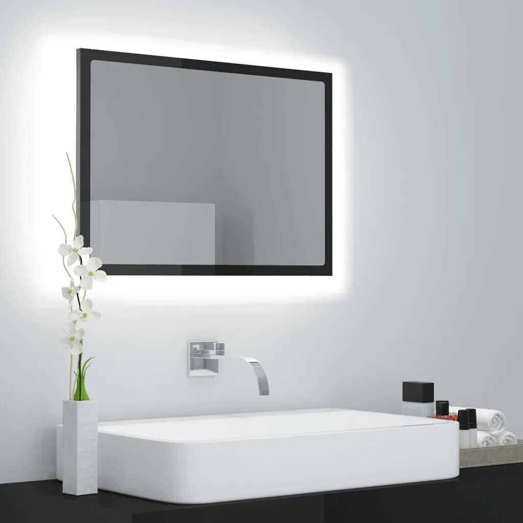vidaXL Espelho casa banho LED 60x8,5x37 cm contrapl. preto brilhante