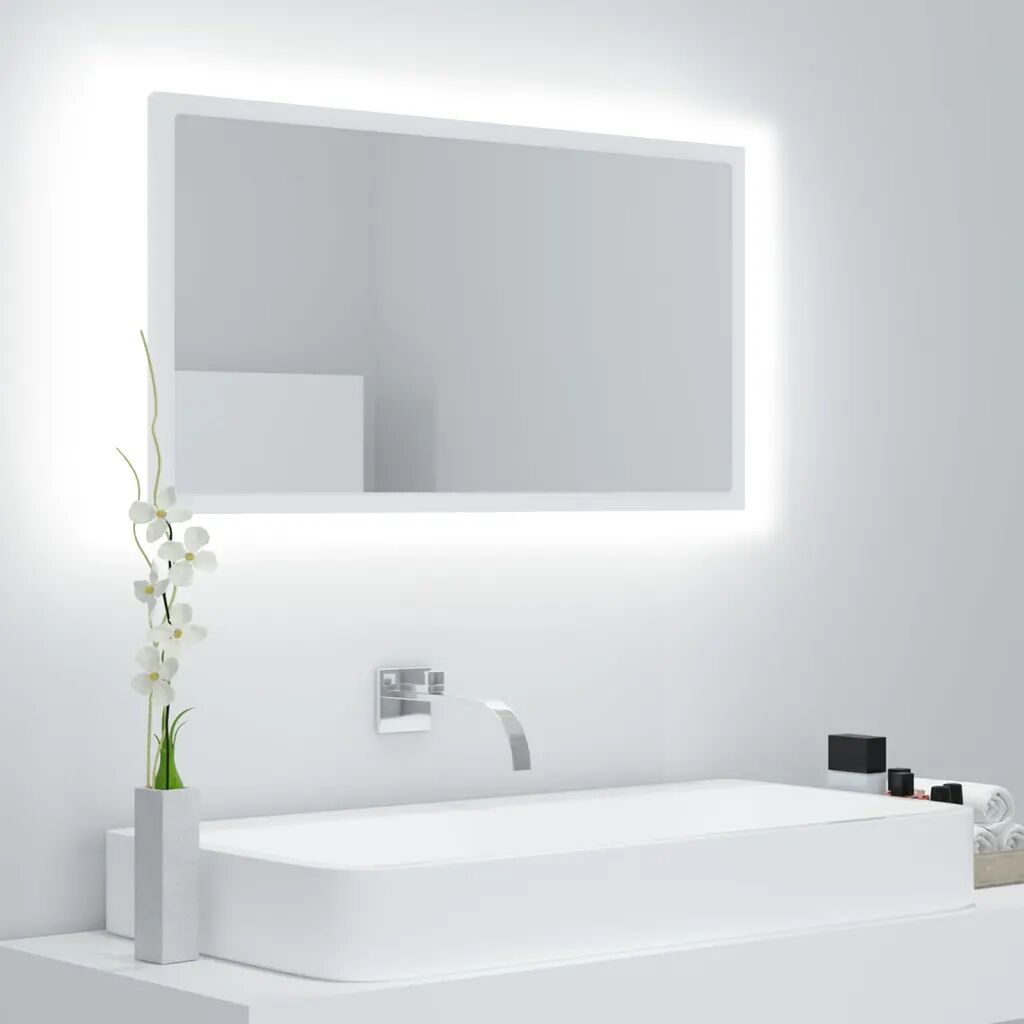 vidaXL Espelho casa de banho LED 80x8,5x37 cm contraplacado branco