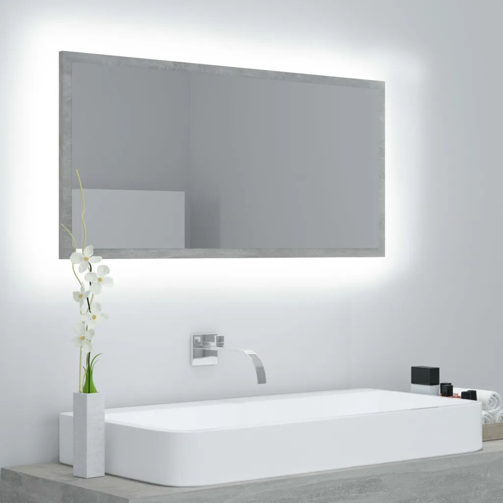 vidaXL Espelho casa de banho LED 90x8,5x37cm contrapl. cinza cimento