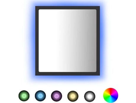Vidaxl Espelho LED (Cinzento Escuro - Aglomerado de Madeira - 40x8.5x37 cm)