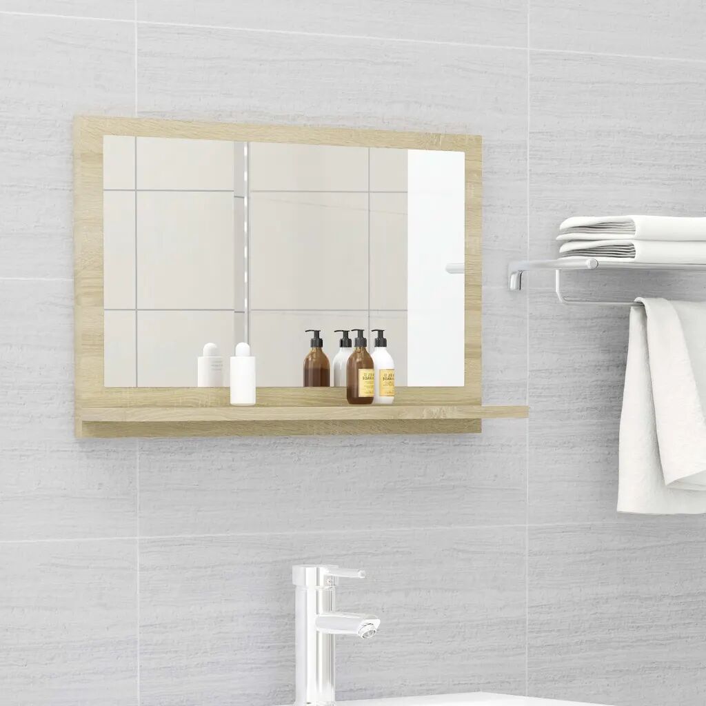 vidaXL Kúpeľňové zrkadlo, dub sonoma 60x10,5x37 cm, drevotrieska