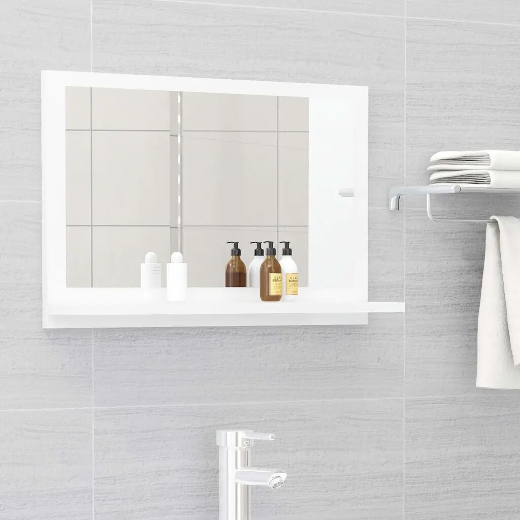 vidaXL Kúpeľňové zrkadlo, lesklé biele 60x10,5x37 cm, drevotrieska