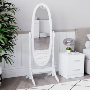 Home Discount - Nishano Freestanding Oval Mirror Floor Standing Tall Wooden Vanity Dresser Bedroom, White