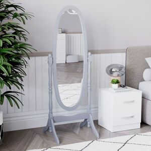 Home Discount - Nishano Freestanding Oval Mirror Floor Standing Tall Wooden Vanity Dresser Bedroom, Grey