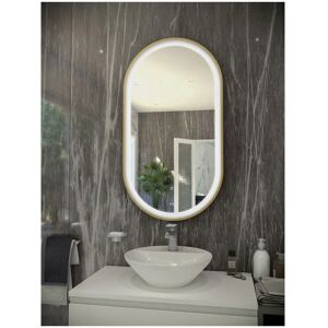 Rak Ceramics - rak Art Brushed Gold 450mm x 1000mm Oval led Mirror - RAKARTOVBG5001 - Brushed Gold