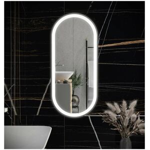 RAK CERAMICS Rak Picture Brushed Nickel 550mm x 1000mm Oval Illuminated led Mirror - RAKPICOVBN5002 - Brushed Nickel