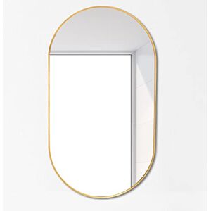 KAYEF Oval Bathroom Mirror, 40x60cm, 40x70cm, 40x80cm, 50x80cm, Wall Mounted Mirror, Metal Frame Vanity Mirror, Gold/Black/Silver/White (Color : Gold, Size : 40x70cm/15.7x27.6in)