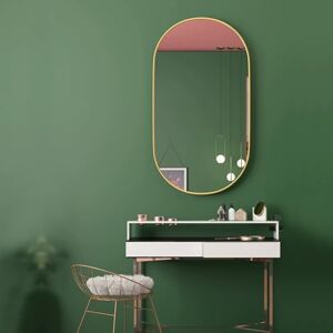 KAYEF Gold Oval Mirror - Framed Oval Bathroom Mirror, Living Room, Bedroom - Oval Vanity Mirror with Vertical Mount - Modern Rounded Frame (Color : Gold, Size : 40x70cm/16x28in)