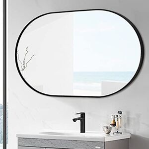 KAYEF Bathroom mirror,oval mirror,space aluminum frame makeup mirror, beauty mirror,Scandinavian style minimalist dressing mirror,Bathroom mirror,Hangs Horizontal or Vertical (Color : Black, S