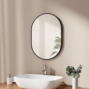 EMKE Oval Mirror Wall 45 x 60cm, Black Frame Mirror Wall Mounted Vanity Mirror, Small Oval Bathroom Hanging Wall Mirror for Living Room, Bedroom, Entryway