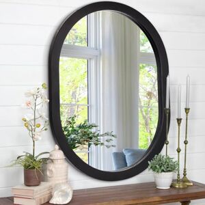 JJUUYOU Oval Mirrors for Wall Circular Mirror for Bathroom, 40 * 50 CM Mirror Wood Framed Mirror for Bathroom Make up Mirror for Living Room, Bedroom, Dorm